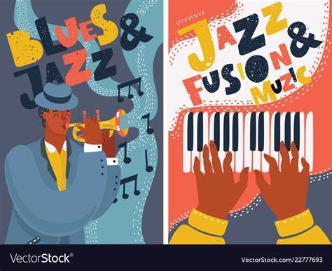 Jazz And Blues Music Festival Colorful Posters Vector Image