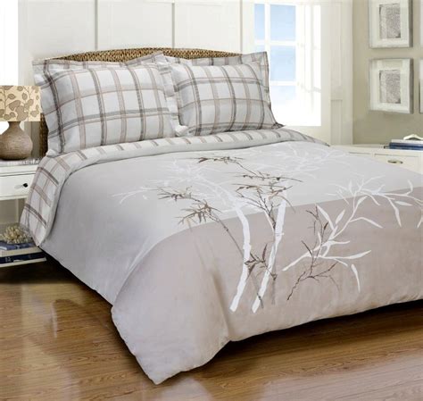 Elmwood 100 Cotton Reversible Embroidered Bamboo Duvet Cover Set In