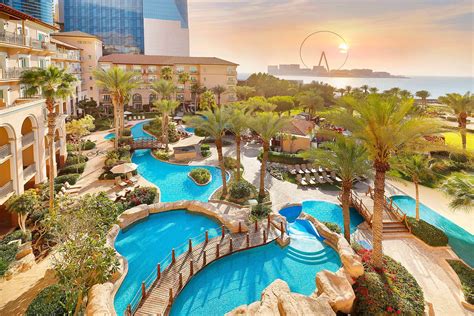 The Ritz Carlton Dubai Hotel JBR Beach Dubai UAE Hotel Pool Aerial View TRAVOH