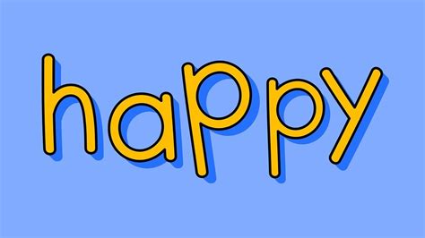 Yellow Happy Typography On A Blue Background Vector Free Image By