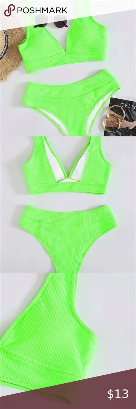 Neon Green Bikini In 2021 Neon Green Bikini Green Bikini Green
