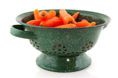 Green Colander With Fresh Carrots Stock Photo Image Of Cooking