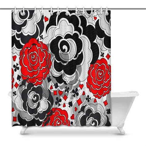 Mkhert Black Lace Roses Bathroom Shower Curtain 60x72 Inch