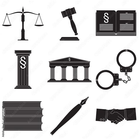 Law Symbols Set Stock Vector Adobe Stock