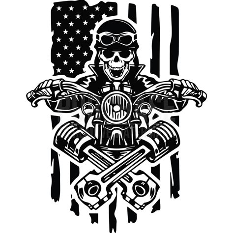 Motor Cycle Skull Svg American Flag Svg
