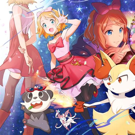 Serena Sylveon Braixen And Pancham Pokemon And More Drawn By Kanimaru Danbooru