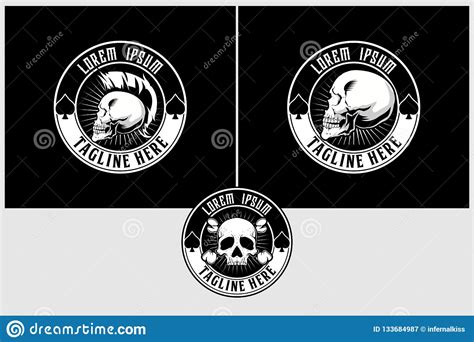 Black And White Skull Head Vector Logo Template Stock