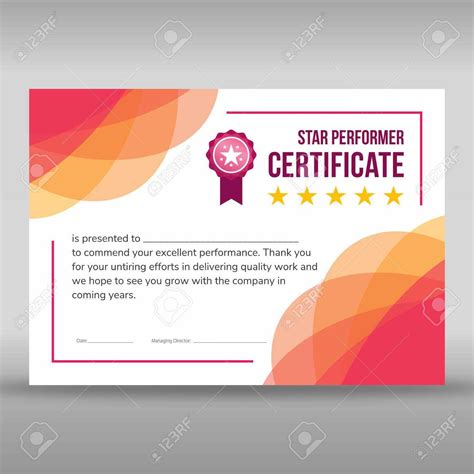 Creative Framed Print Ready Star Performer Certificate With Floral