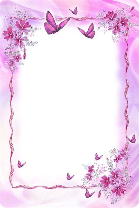 Purple Butterfly Floral Border Design Flower Frame Boarders And Frames