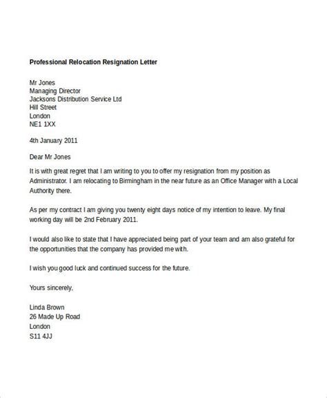 10 Free Relocation Resignation Letters In Pdf Word Apple Pages