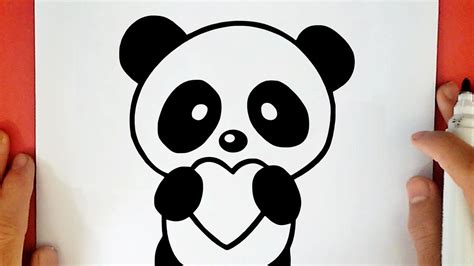 Como Dibujar Un Panda Con Un Corazon Kawaii Youtube