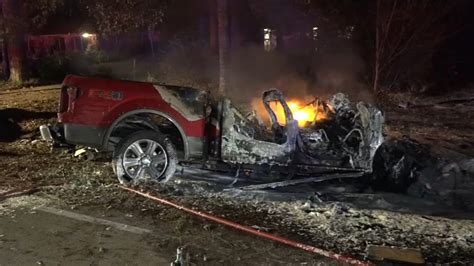 Driver Hospitalized After Fiery Crash Leaves Pickup Truck Melted On Old