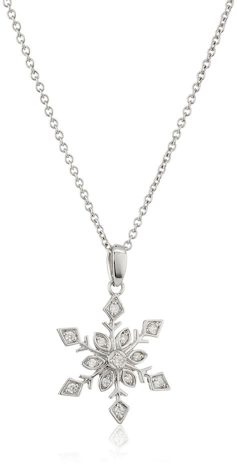 Platinumplated Swarovski Zirconia Round Snowflake Pendant Necklace 16 2