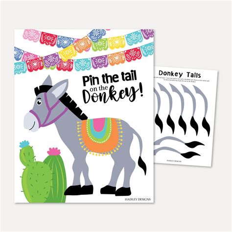 Printable Pin The Tail On The Donkey Game Editable Taco Party Etsy