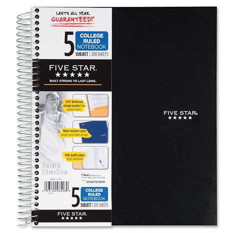 Mead Five Star 5 Subject Notebook