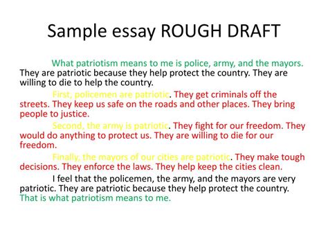 Its purpose is to help you get for example, freewriting allows a writer to write unencumbered—jotting down ideas fast without a. PPT - Sample essay ROUGH DRAFT PowerPoint Presentation, free download - ID:2572262