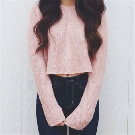 Jeans Sweater Dusty Pink Cropped Sweater T Shirt Pink