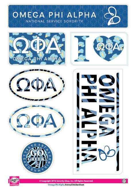 Omega Phi Alpha Animal Print Stickers Sororityshop