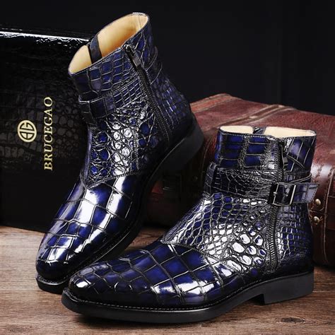 Mens Handcrafted Genuine Alligator Leather Boots