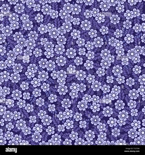 Flower Pattern Small Blue Flowers And Leaves Use On Wallpaper Fabric