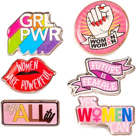 Feminist Enamel Pin Set Girl Power Buttons Pinback Buttons Etsy