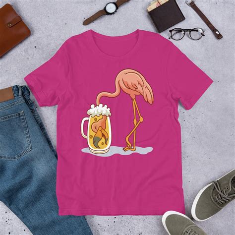 Funny Drunk Flamingo Beer Octoberfest Short Sleeve Unisex Etsy