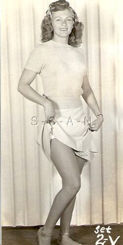 Org Vintage 40s 50s Sepia Semi Nude RP Brunette Lift Skirt Shows Legs