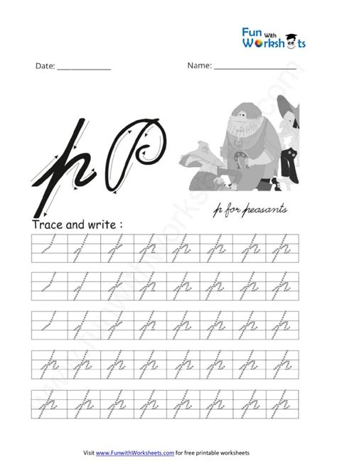 Cursive Handwriting Small Letter P Free Printable Worksheets