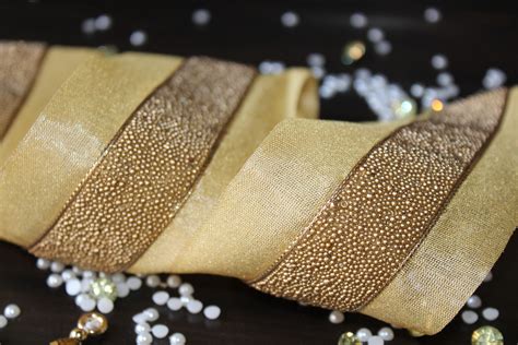 Gold Beaded Trim By The Yard Indian Fabric Trim Trimming Etsy
