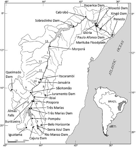 Map Of São Francisco River Basin Showing Major Rivers And All