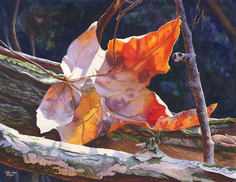 Autumn Leaf Art Watercolor Painting Print By Cathy Hillegas Etsy