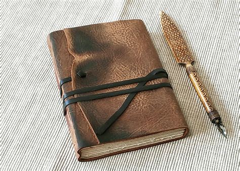 Brown Leather Journal Rustic Notebook Blank Book Diary With Vintage