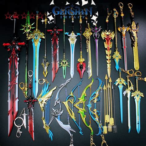 Genshin Impact Weapons Keychains 33 Styles Etsy