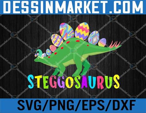 Stegosaurus Bunny Ears Egg Easter Day Dinosaur Dino Svg, Eps, Png, Dxf