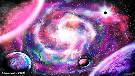Amazing Spray Paint Art Nebula Picture Pink Violet Blue Space Painting