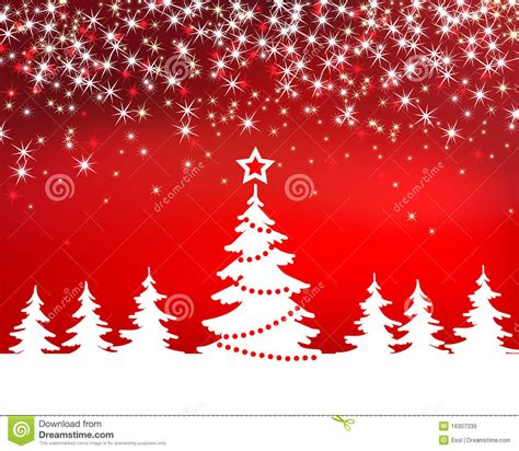 Christmas Red Sparkle Vector Background With Tree Stock Vector