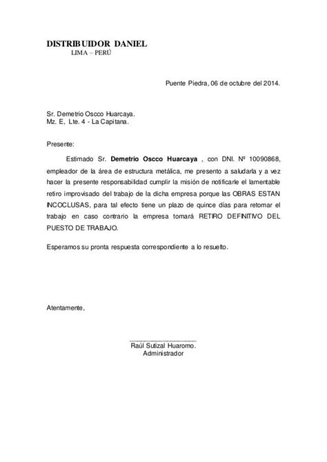 Modelo De Carta De Notificacion