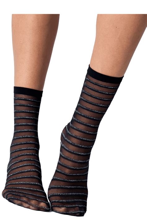 Lurex Stripe Ankle Socks 1738