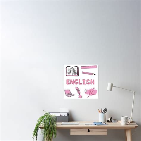 Pink English School Subject Sticker Pack Poster For Sale By The Goods