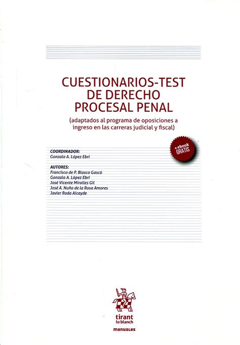 Libro Cuestionarios test de Derecho procesal penal López Ebri Gonzalo