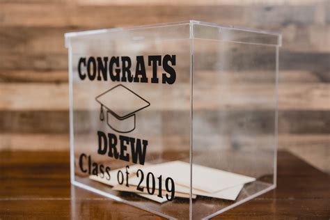 Graduation Clear Card Box Personalized With Name And Class Of Etsy