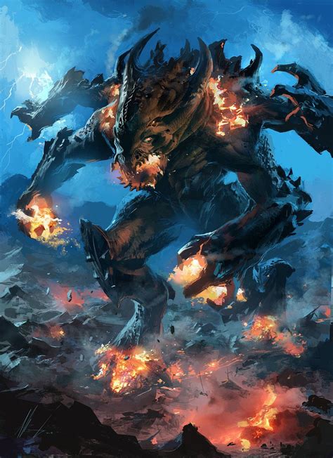 Fire Lava Colossus By Neisbeis On Deviantart Monster Concept Art