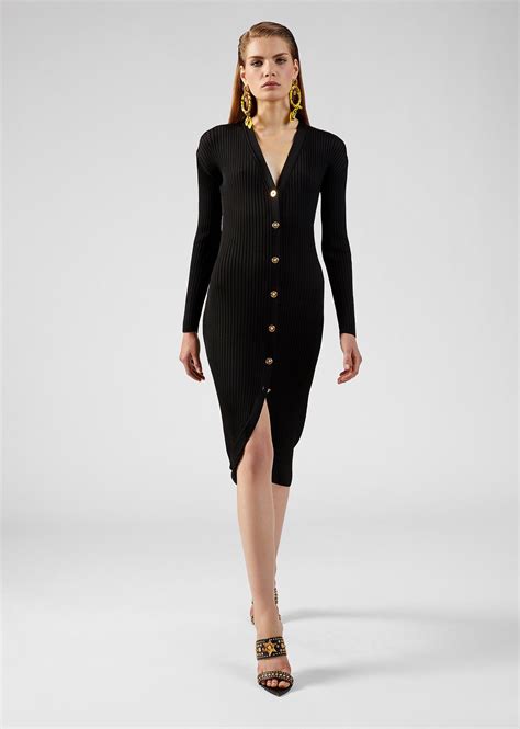 Versace Medusa Button Knit Dress For Women Us Online Store Black