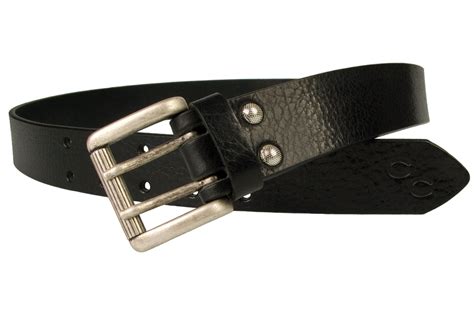Shiny Black Leather Jeans Belt Supple Grainy Leather Champion Chase
