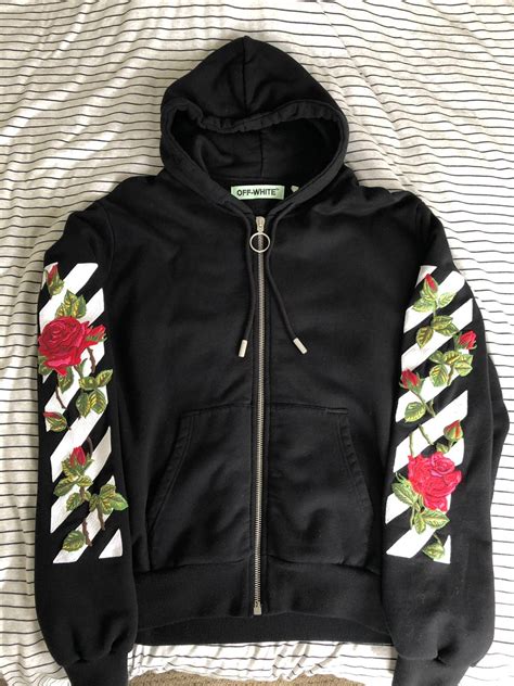 off white off white rose hoodie m grailed