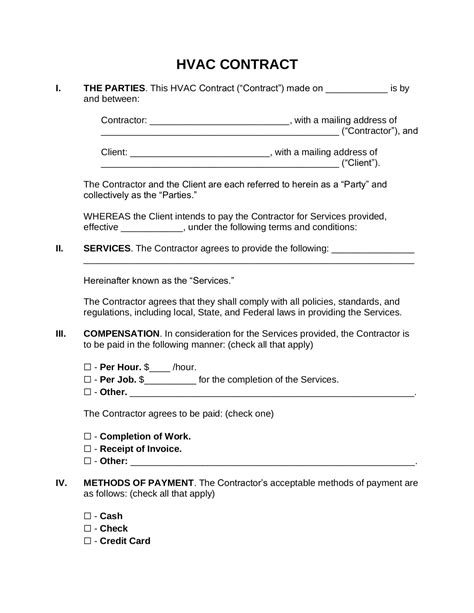 Free HVAC Contract Template - PDF | Word – eForms