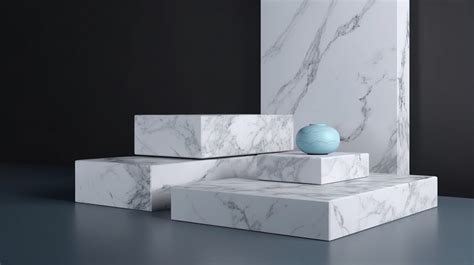 Place Setting 3d Marble Set Of Boxes Placed On Top A Black Wall