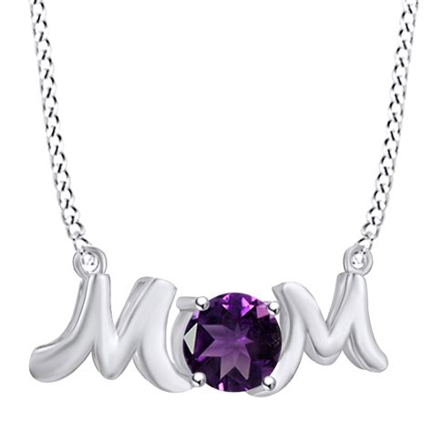 Mother S Day Jewelry Gifts Round Shape Simulated Amethyst Mom Pendant