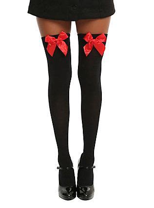 Black Red Bow Thigh Highs Black N Red Thigh Highs Black And Red