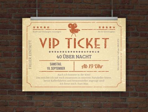 Dann können sie weinetiketten individuell nach ihren vorstellungen selbst gestalten und im anschluss bei uns bedrucken lassen. Einladungskarte VIP Ticket Retro | Geburtstagseinladungen, Polterabend einladung ...